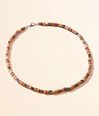 BKE Hematite & Wood 18" Necklace