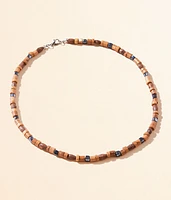 BKE Hematite & Wood 18" Necklace