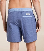 The Bayberry Blue Waves Stretch Swim Trunks