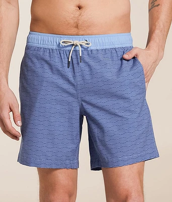 The Bayberry Blue Waves Stretch Swim Trunks