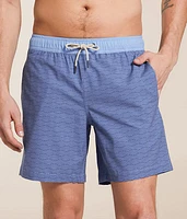 The Bayberry Blue Waves Stretch Swim Trunks