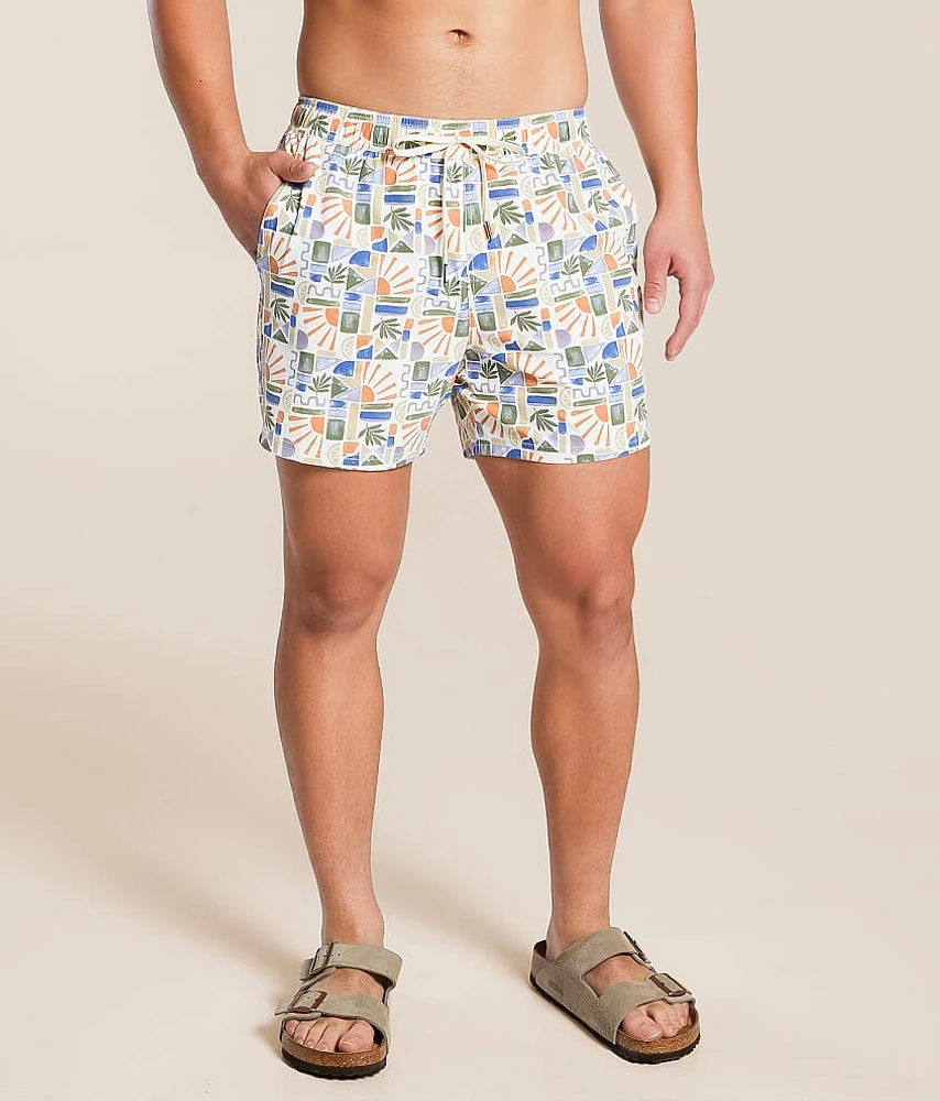 The Bungalow Beach Sun Tile Stretch Swim Trunks