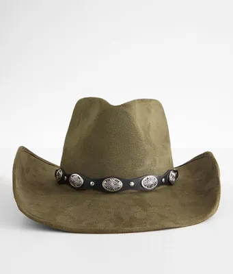 Faux Suede Structured Western Hat
