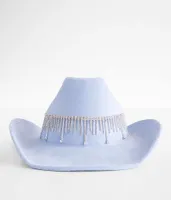 Fame Accessories Rhinestone Fringe Cowboy Hat