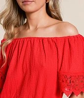 Textured Off The Shoulder Top