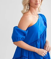 Cold Shoulder Tiered Mini Dress