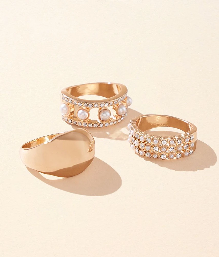 boutique by BKE 3 Pack Glitz Ring Set