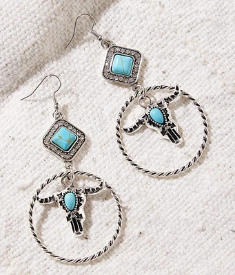 Sterling & Stitch Western Steer Drop Earring