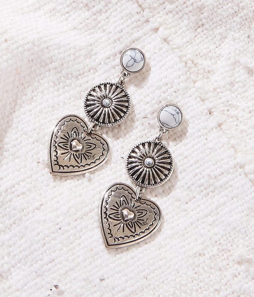 Sterling & Stitch Stone Heart Earring