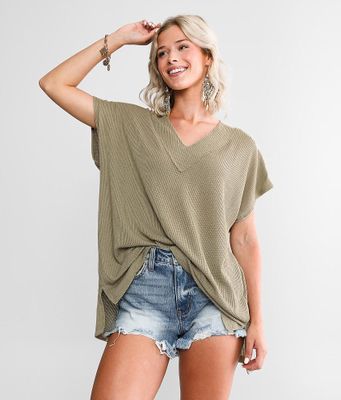 BKE Raw Edge Dolman Top