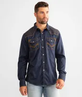 Buckle Black Embroidered Athletic Stretch Shirt