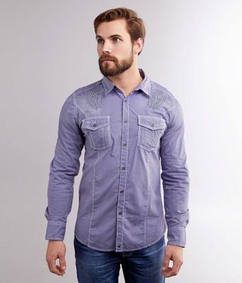 Buckle Black Embroidered Standard Stretch Shirt