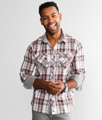 Buckle Black Plaid Athletic Stretch Shirt