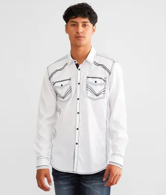 Buckle Black Embroidered Athletic Stretch Shirt