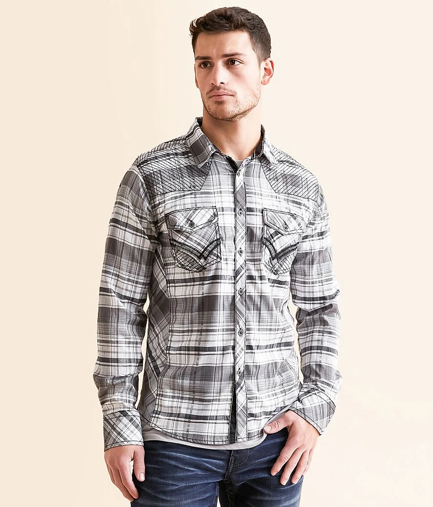 Buckle Black Plaid Tailored Stretch Shirt