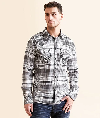 Buckle Black Plaid Tailored Stretch Shirt