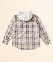 Boys - Plaid Hooded Shirt
