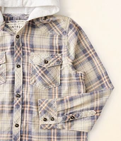 Boys - Plaid Hooded Shirt
