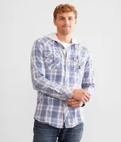 BKE Vintage Plaid Athletic Hooded Shirt