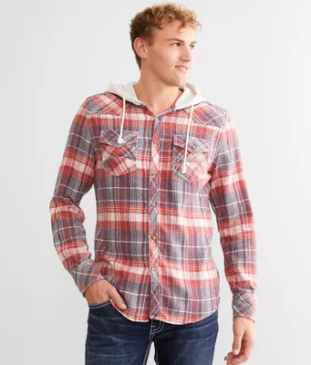 BKE Vintage Plaid Standard Hooded Shirt