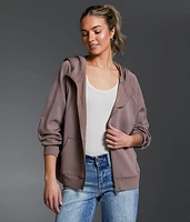 Pieced Rib Knit Hoodie