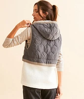 Quilted Sherpa Hooded Vest