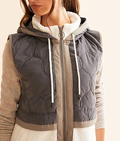 Quilted Sherpa Hooded Vest