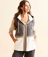 Quilted Sherpa Hooded Vest