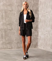 Buckle Black Mock Neck Cardigan