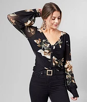 Fitted Floral Mesh Top