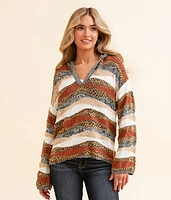Nubby Stripe Hooded Sweater