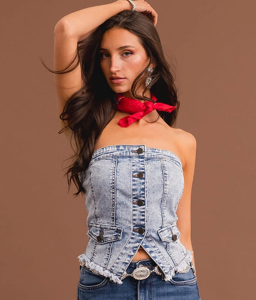 Corset Denim Tube Top