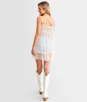 Faux Pearl Mesh Tank Top