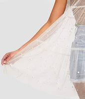 Faux Pearl Mesh Tank Top