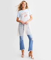 Faux Pearl Mesh Tank Top