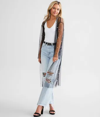 Gee Faux Pearl Mesh Duster Cardigan