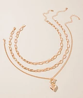 3 Pack Heart Necklace Set