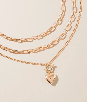 3 Pack Heart Necklace Set
