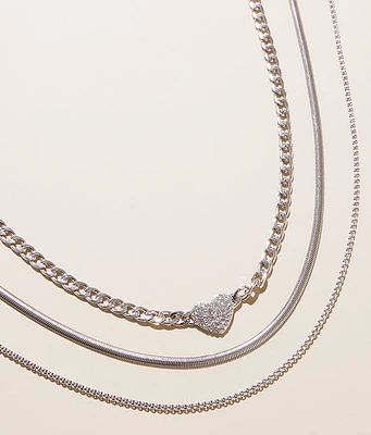 3 Pack Heart Necklace Set