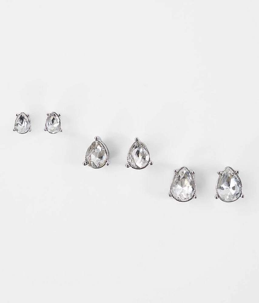 Rhinestone Teardrop Earring Set