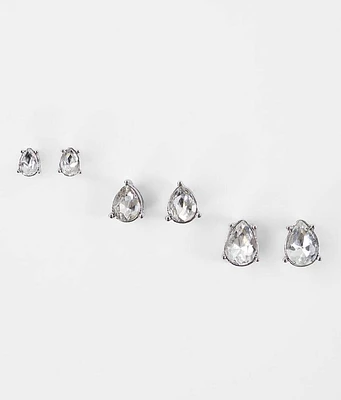 Rhinestone Teardrop Earring Set
