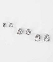 Rhinestone Teardrop Earring Set