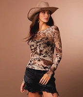 Cow Print Mesh Top