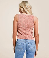 Raw Edge Ruched Tank Top