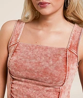 Raw Edge Ruched Tank Top