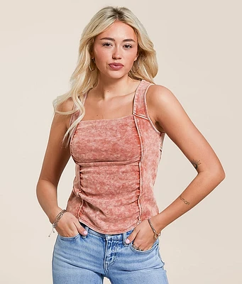 Raw Edge Ruched Tank Top