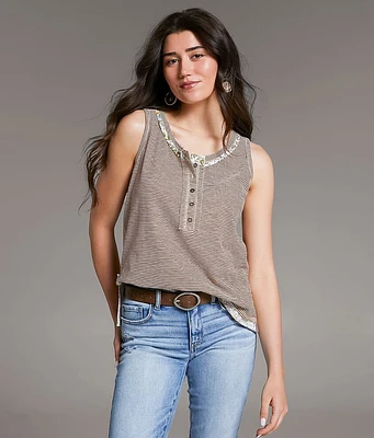 Striped Henley Tank Top