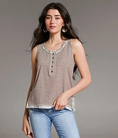 Striped Henley Tank Top