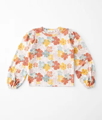 Girls - Willow & Root Floral Waffle Top