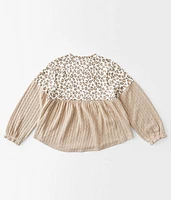 Girls - Pieced Animal Print Top